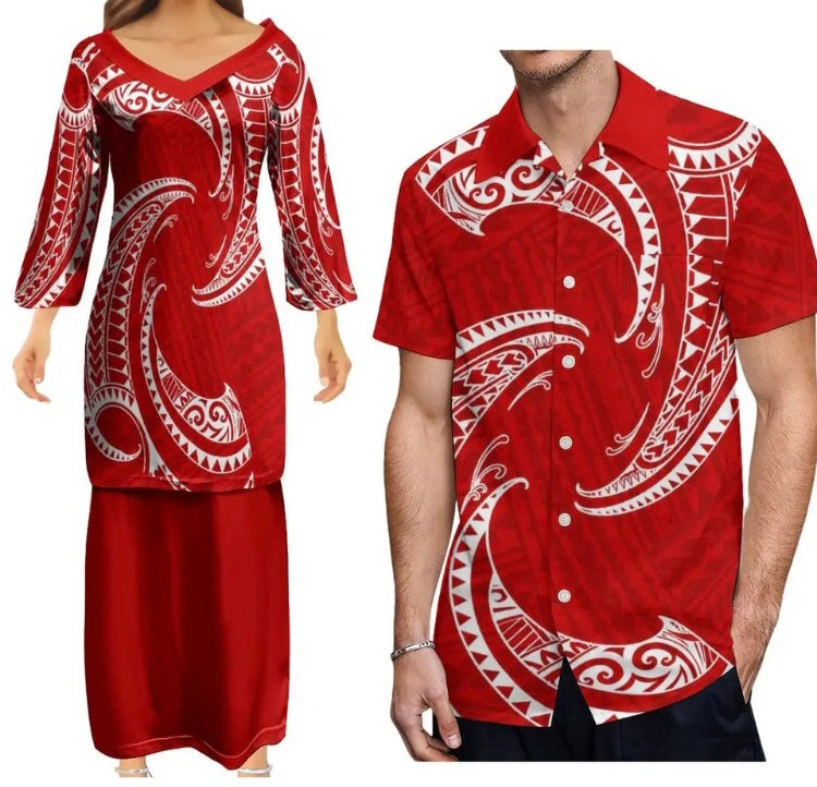 Men’s shirt with Ladies Matching Dress in Different Colours & Styles