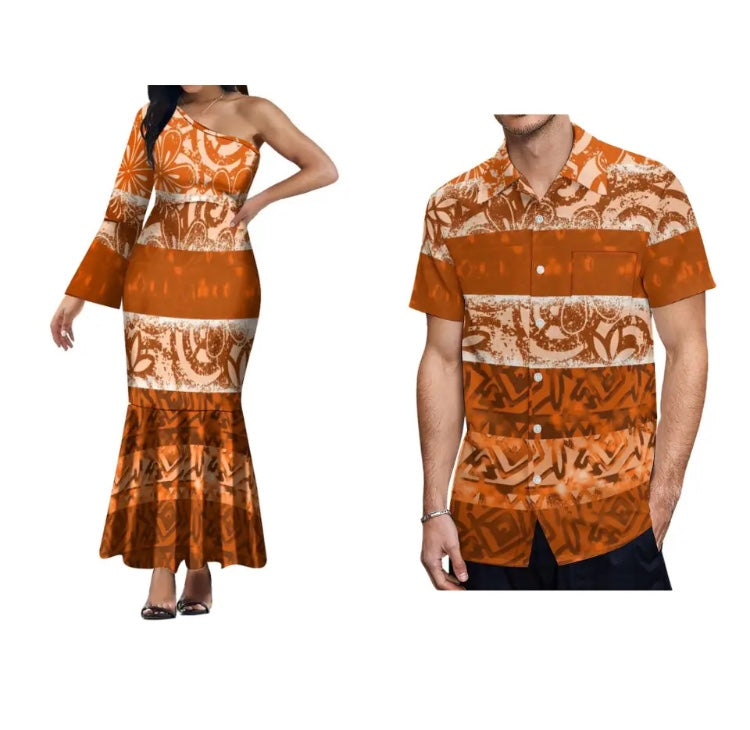 Ladies one shoulder dress & Men’s Matching shirt in Different Colours and Styles