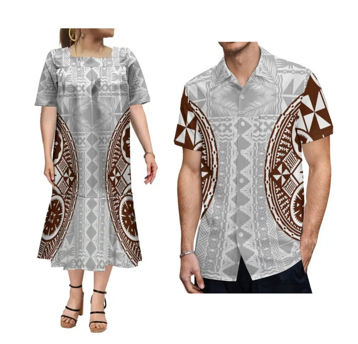 Ladies dress and Men’s matching shirt in different Colours and Styles