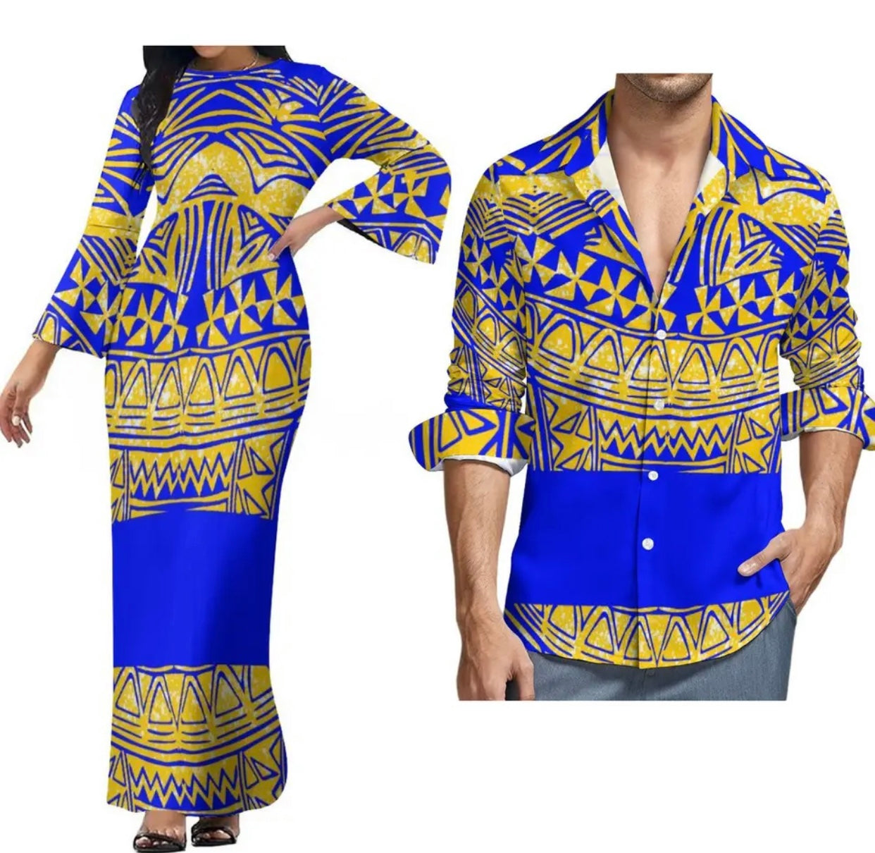 Men shirt with Women’s matching dress
