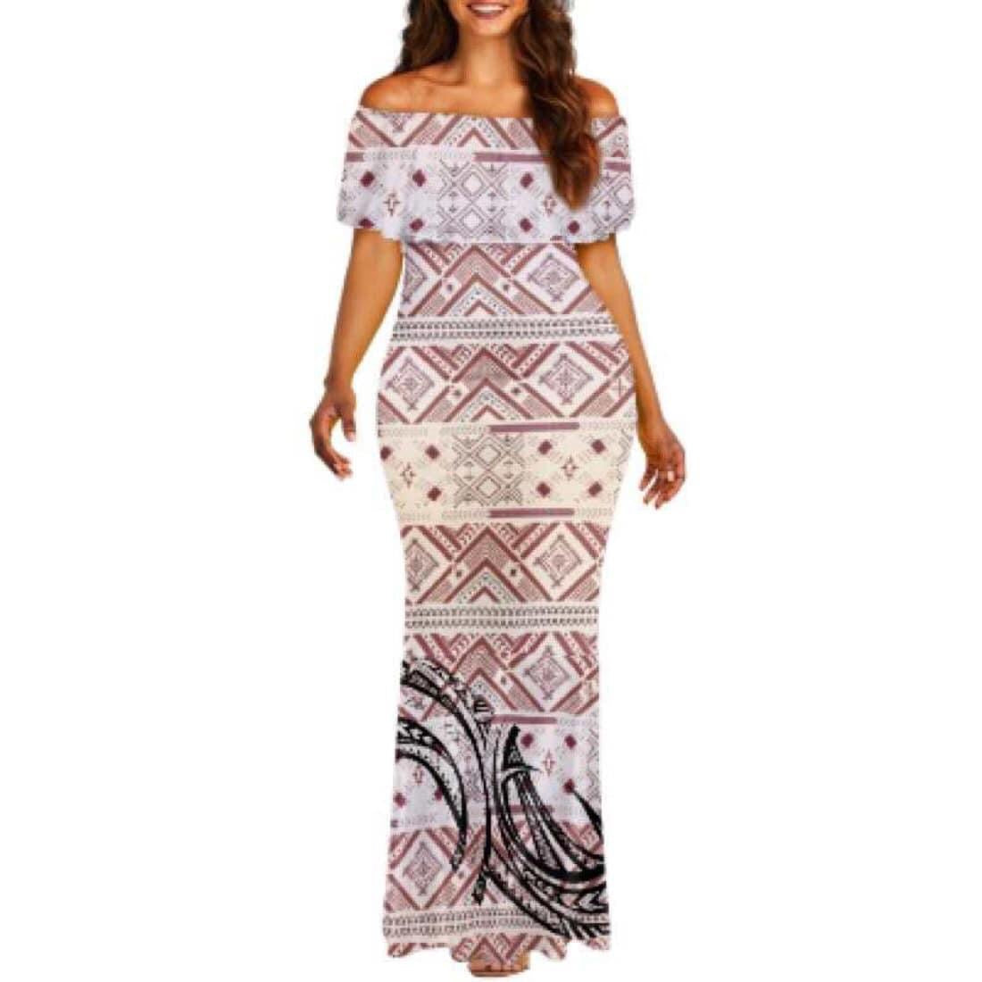 Samoan Tribal off shoulder dress