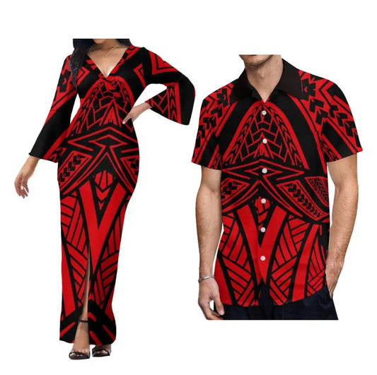 Ladies Dress with Men’s Matching Shirt in Different Styles & Colours