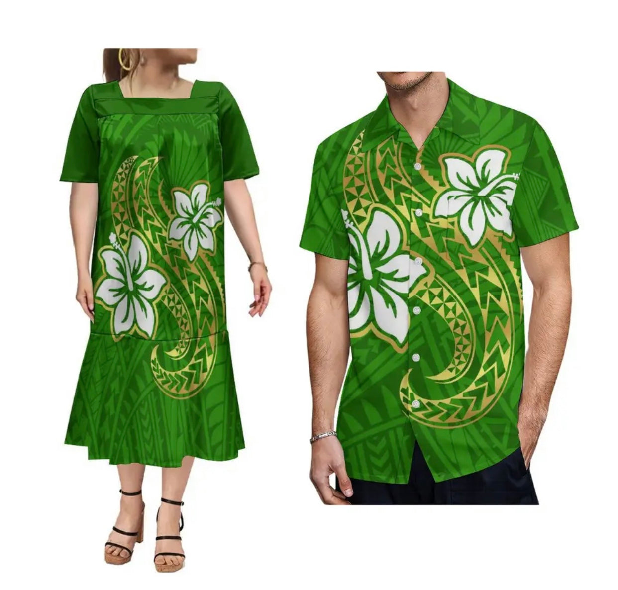 Ladies dress and Men’s matching shirt in different Colours and Styles