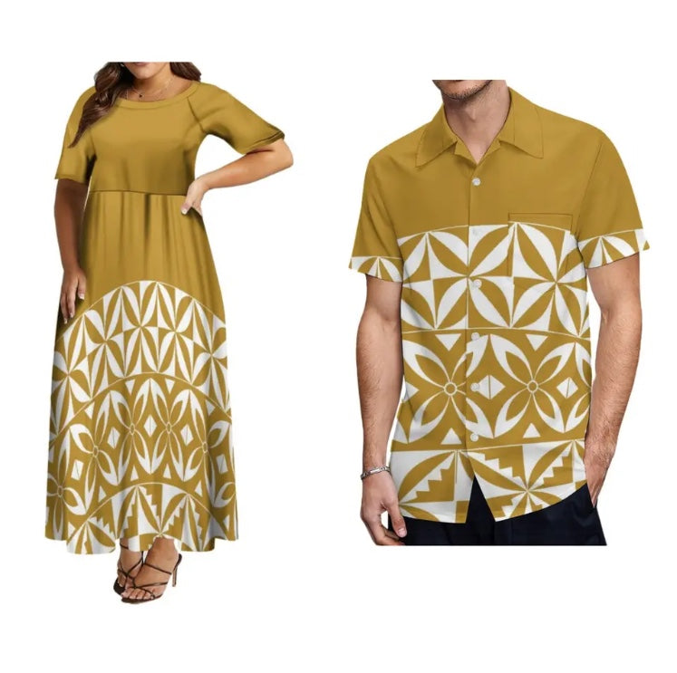 Men’s shirt with Women’s Matching dress in Different Colours & Styles