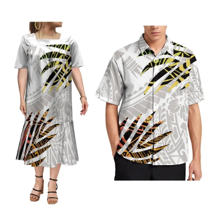 Ladies dress with Men’s Matching shirt in Different Colours & Styles