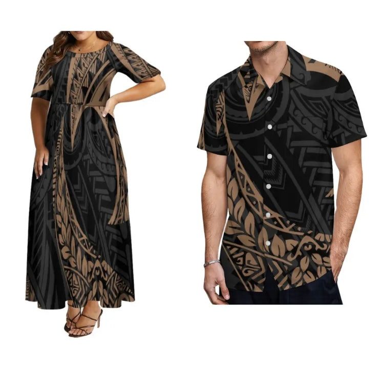 Men’s shirt with Women’s Matching dress in Different Colours & Styles