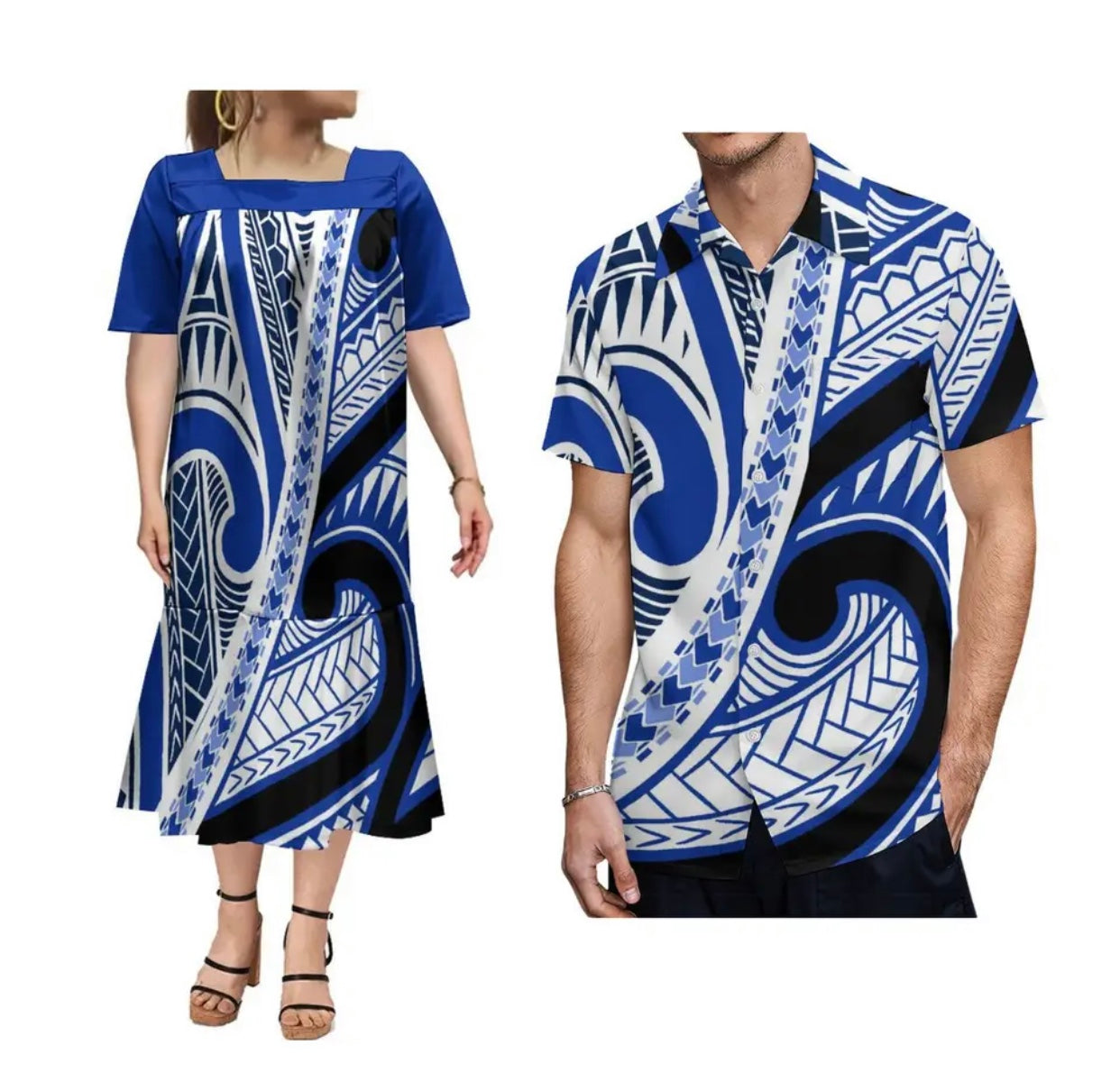 Ladies dress and Men’s matching shirt in different Colours and Styles