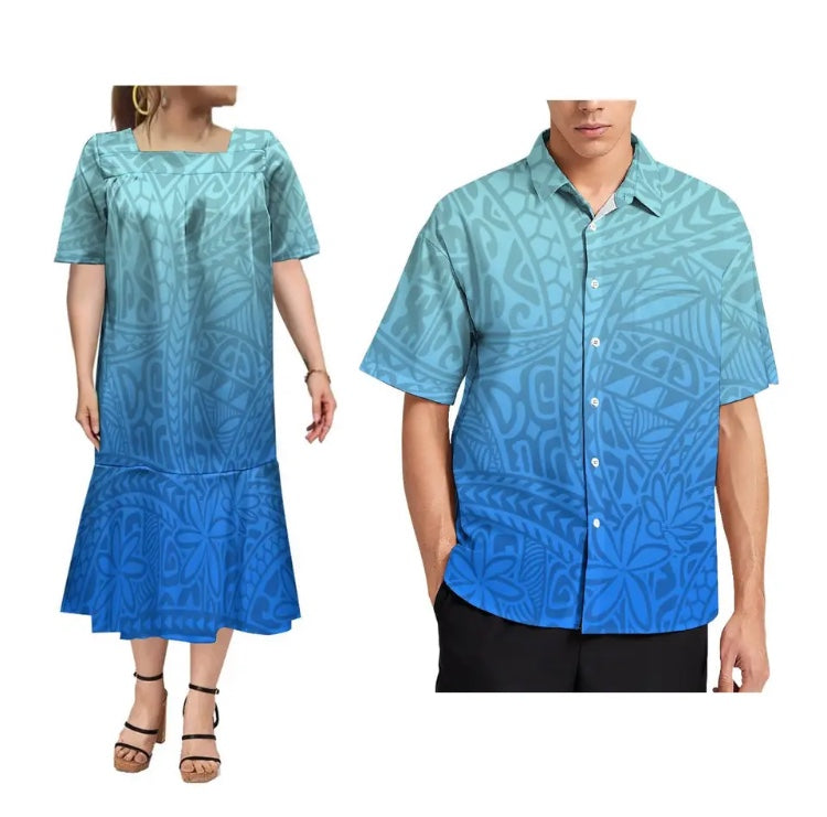 Ladies dress with Men’s Matching shirt in Different Colours & Styles
