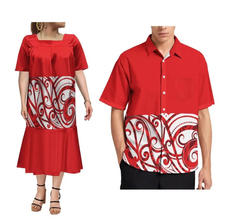 Ladies dress with Men’s Matching shirt in Different Colours & Styles