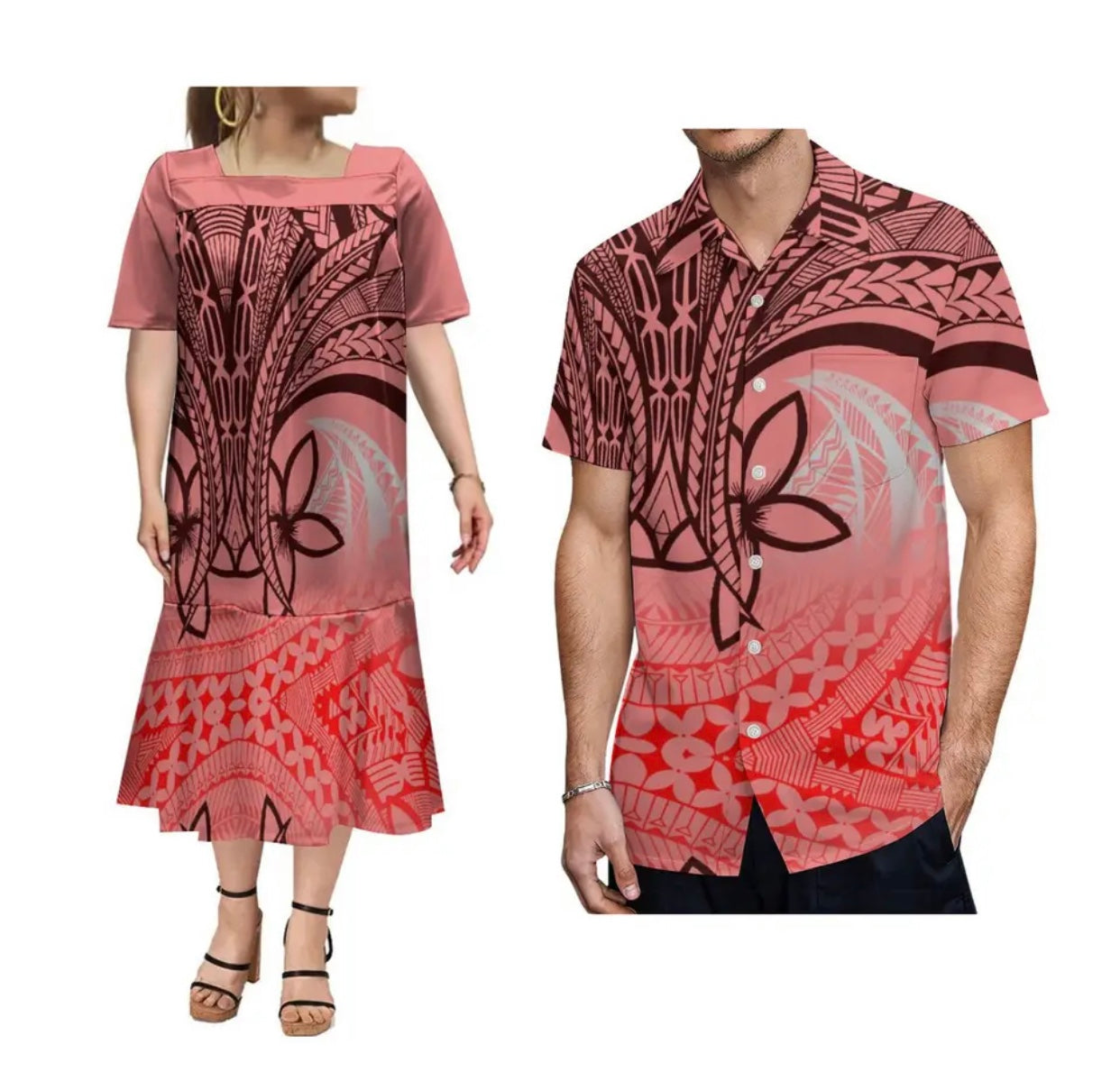 Ladies dress and Men’s matching shirt in different Colours and Styles