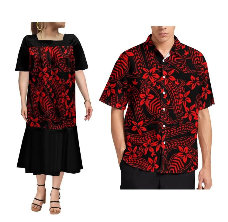 Ladies dress with Men’s Matching shirt in Different Colours & Styles