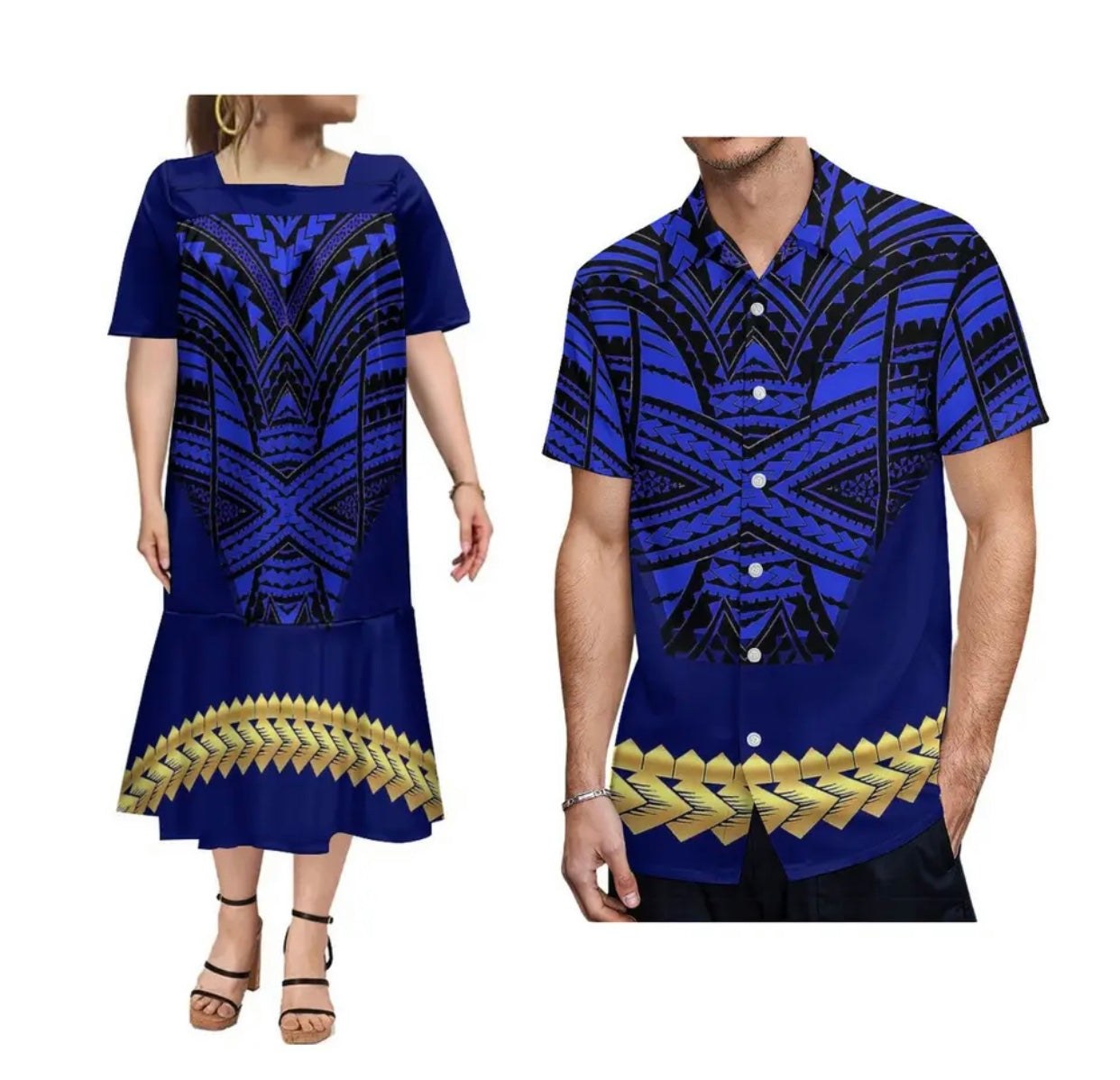 Ladies dress and Men’s matching shirt in different Colours and Styles