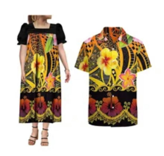 Ladies Dress & Men’s matching Shirt in different Colours and Styles