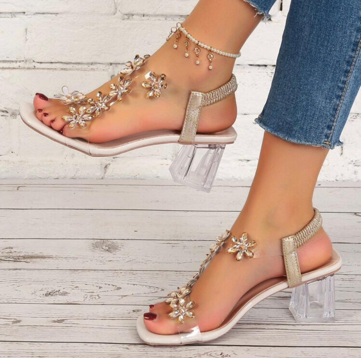 Ladies Clear Heeled Sandals
