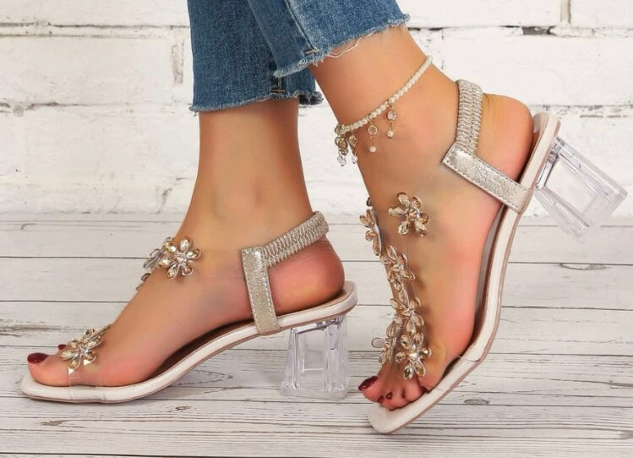 Ladies Clear Heeled Sandals