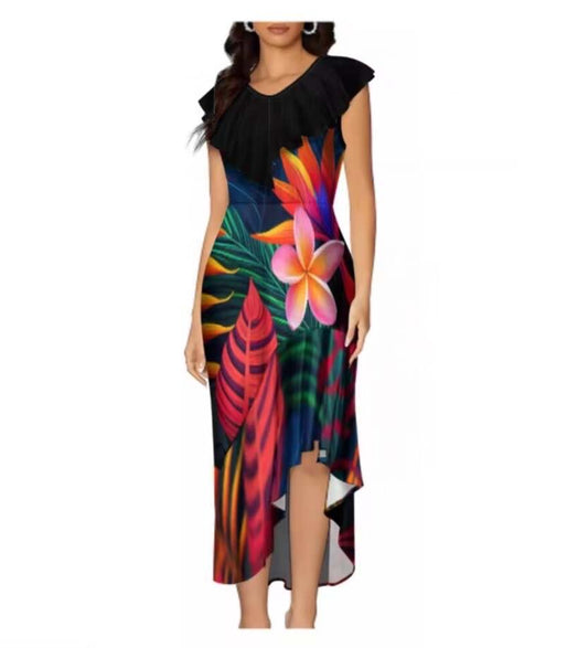 A trendy Ruffle shoulder Dress for Ladies