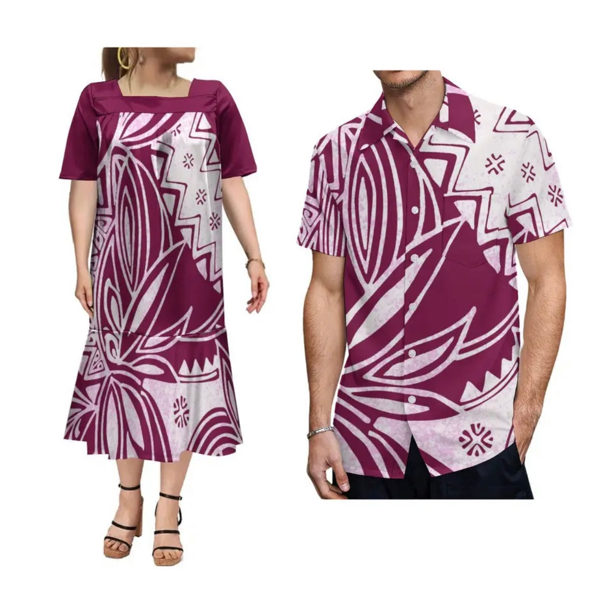 Ladies dress and Men’s matching shirt in different Colours and Styles