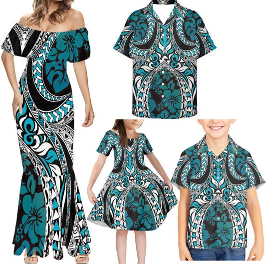 Polynesian Family 4pcs Matching Outfits