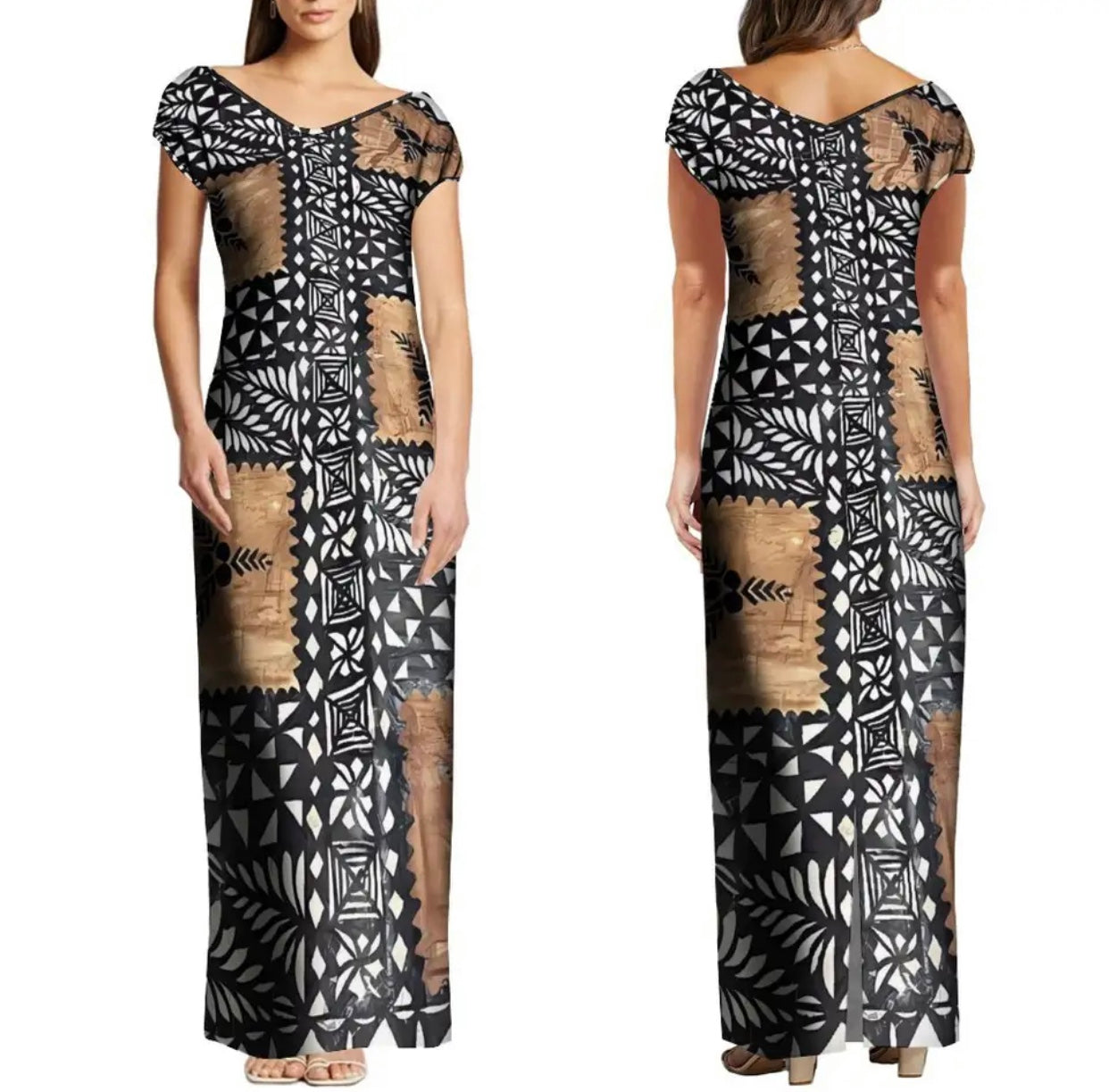 Custom half shoulder Island dress